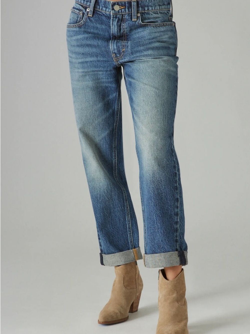 Lucky Brand Women’s “Boy Mid Rise Relaxed Straight” Jeans